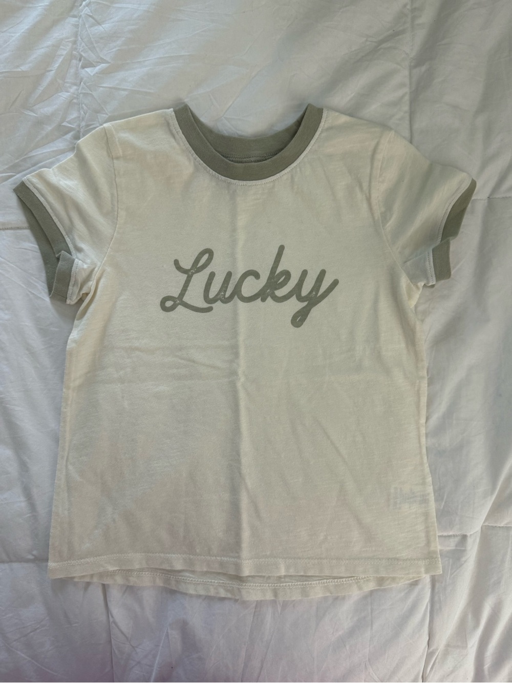 Rylee + Cru Cream 'Lucky' Ringer Tee with Gray Trim